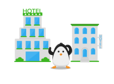 two hotels and a penguin